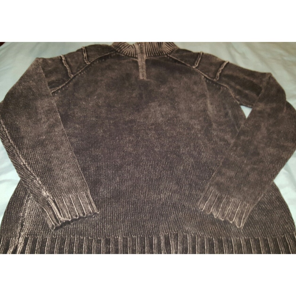 RetroFit Men's Long Sleeve 1/4 zip‎ Pull Over Sweater Medium Black